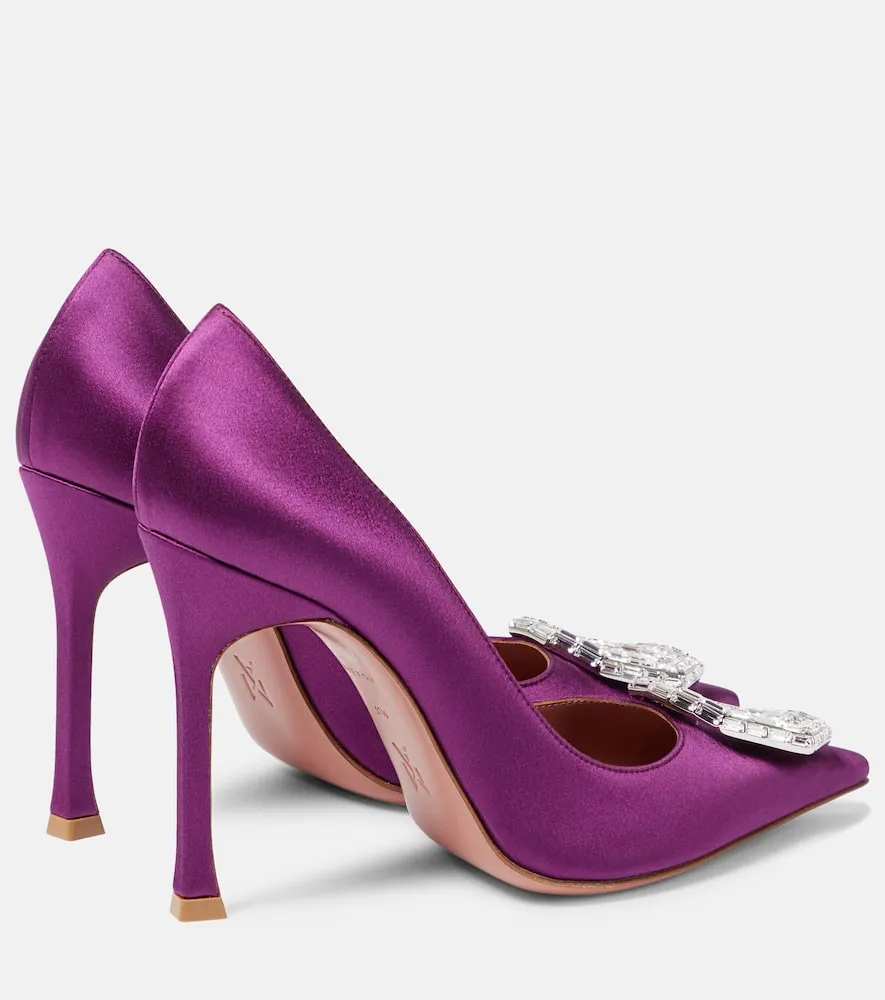 Amina Muaddi Camelia silk satin pumps
