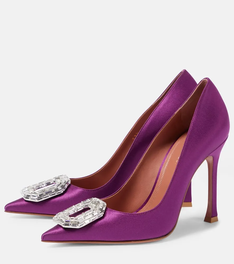 Amina Muaddi Camelia silk satin pumps