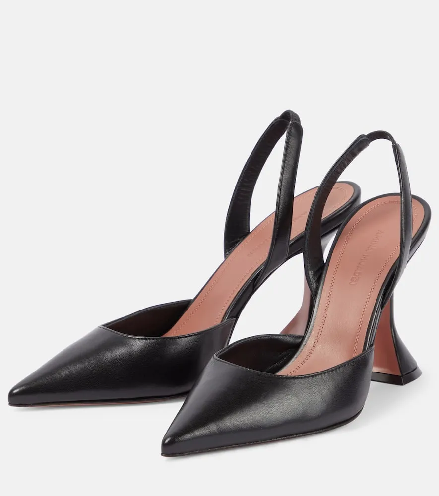 Amina Muaddi Holli leather slingback pumps
