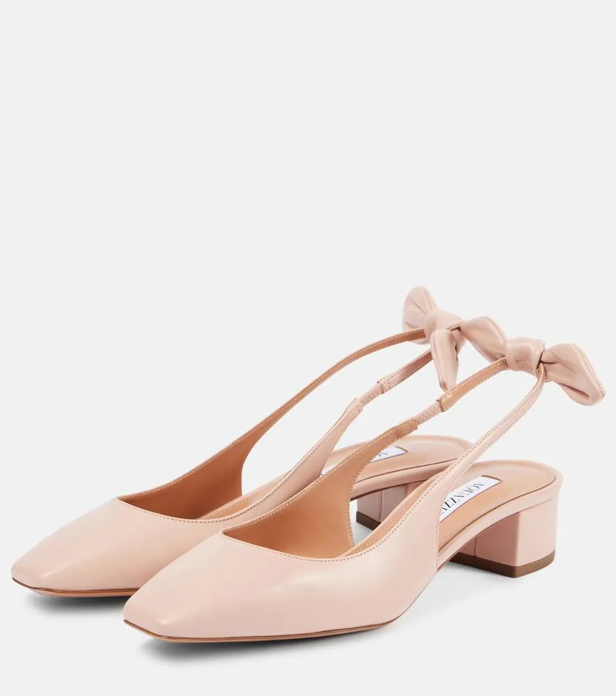 Aquazzura Very Bow Tie 35 leather slingback pumps