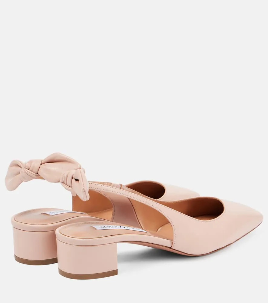 Aquazzura Very Bow Tie 35 leather slingback pumps