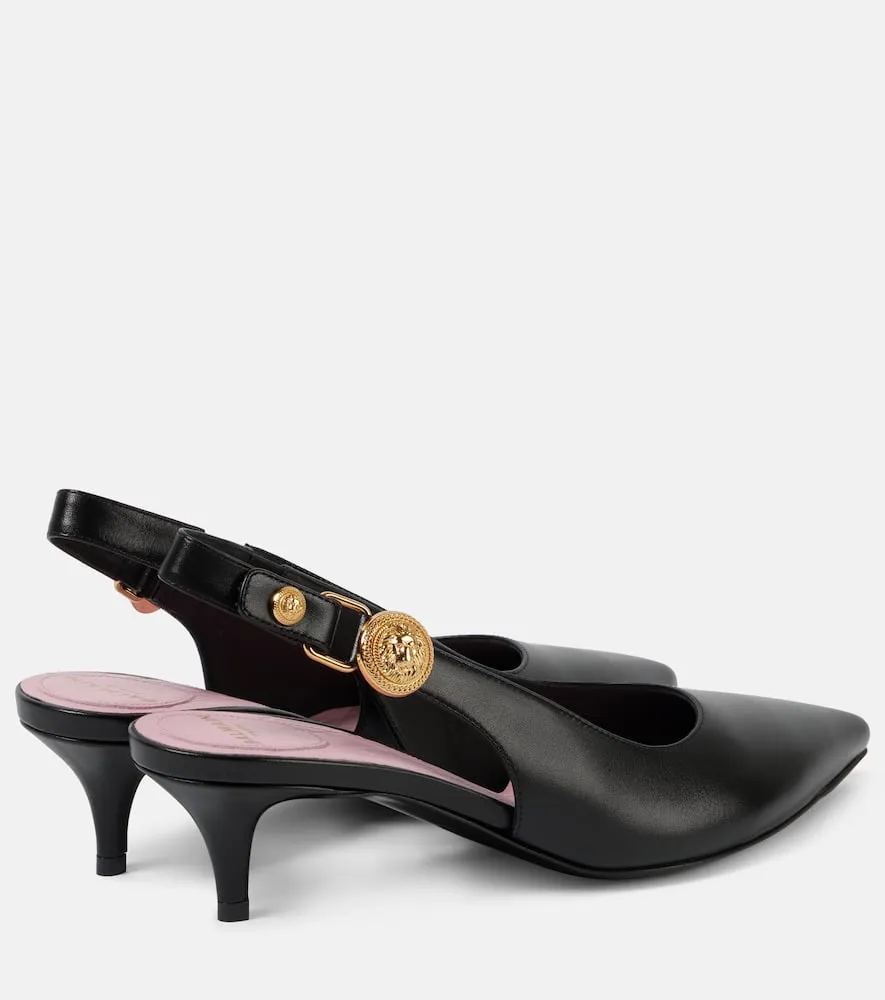 Balmain Medusa '95 leather slingback pumps