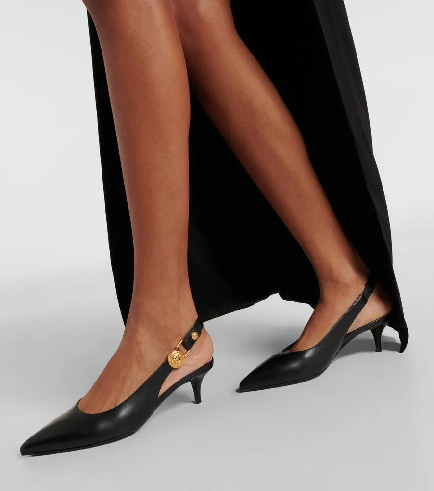 Balmain Medusa '95 leather slingback pumps