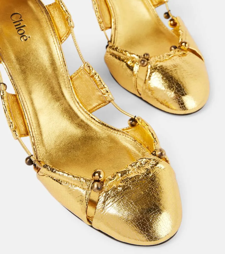 Chloe Luna metallic leather pumps