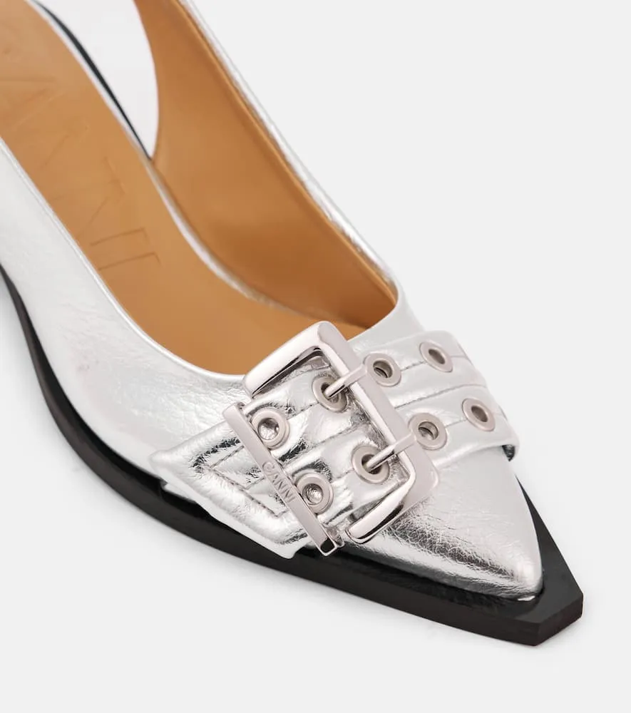 Ganni Faux leather slingback pumps
