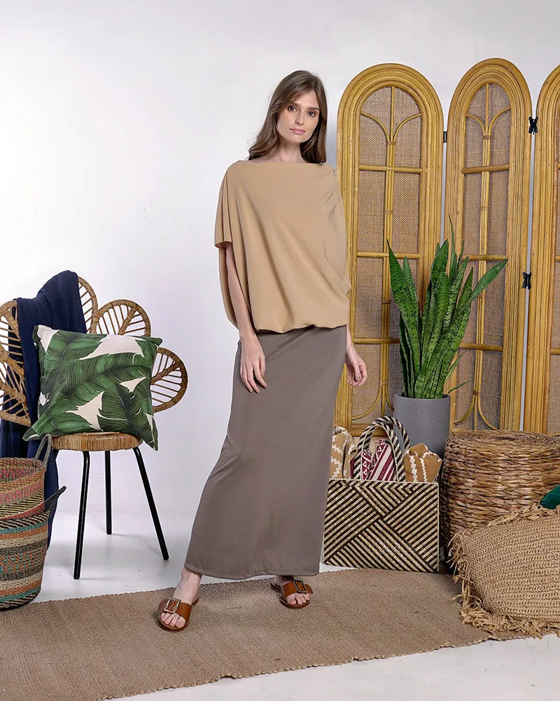 Ira Shirred Sleeves Crepe Stretch Top