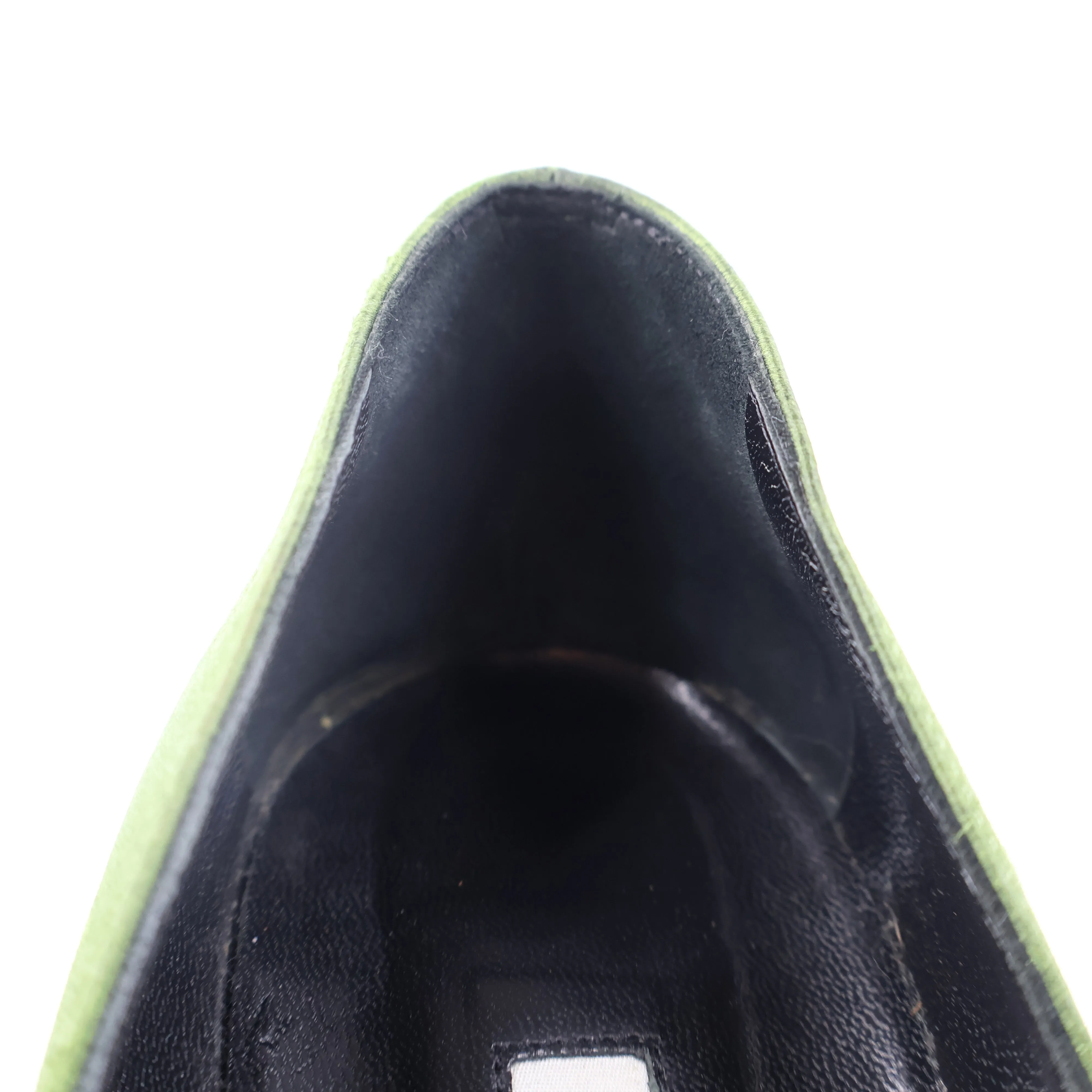 Manolo Blahnik Green Satin Crystal Black Pumps 35