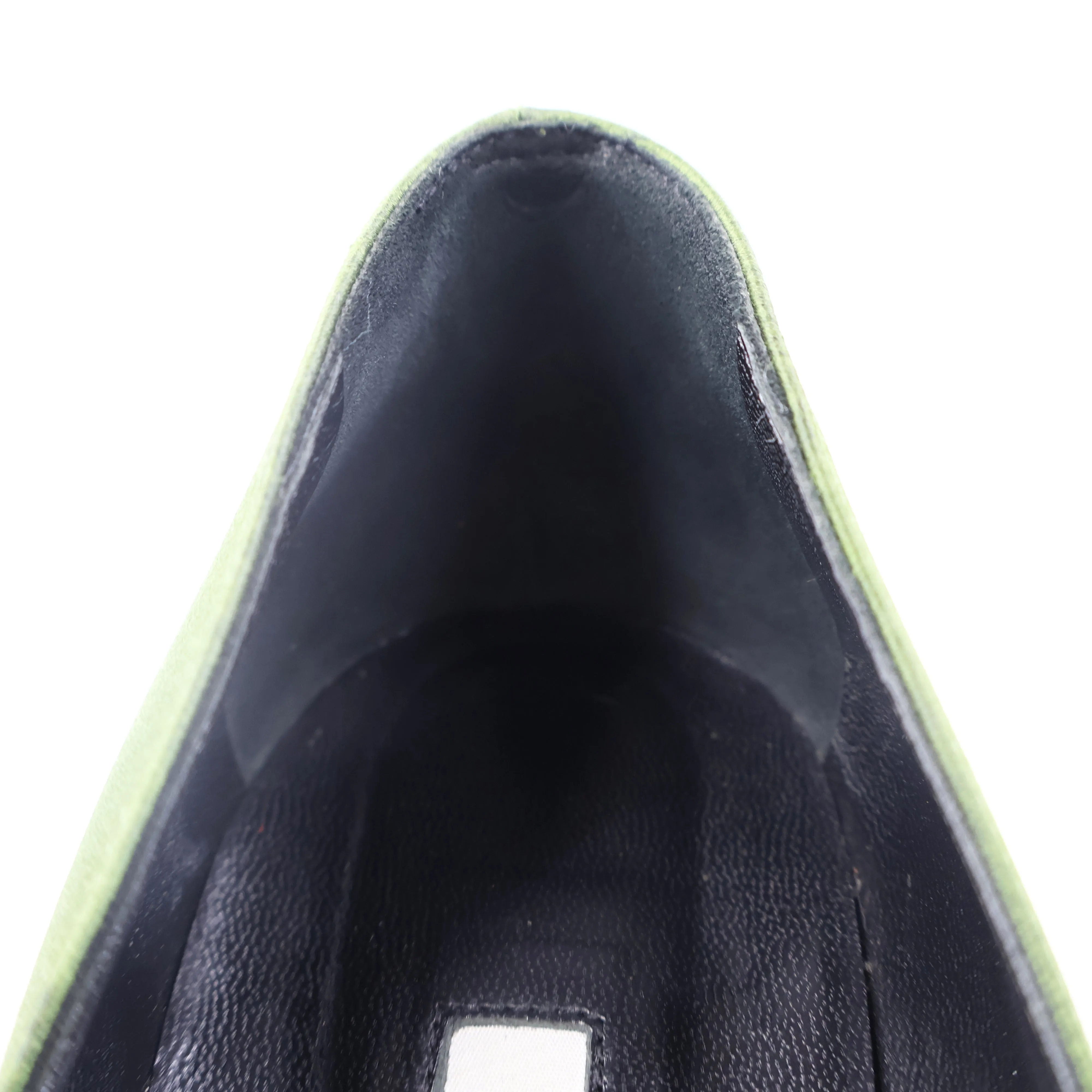 Manolo Blahnik Green Satin Crystal Black Pumps 35