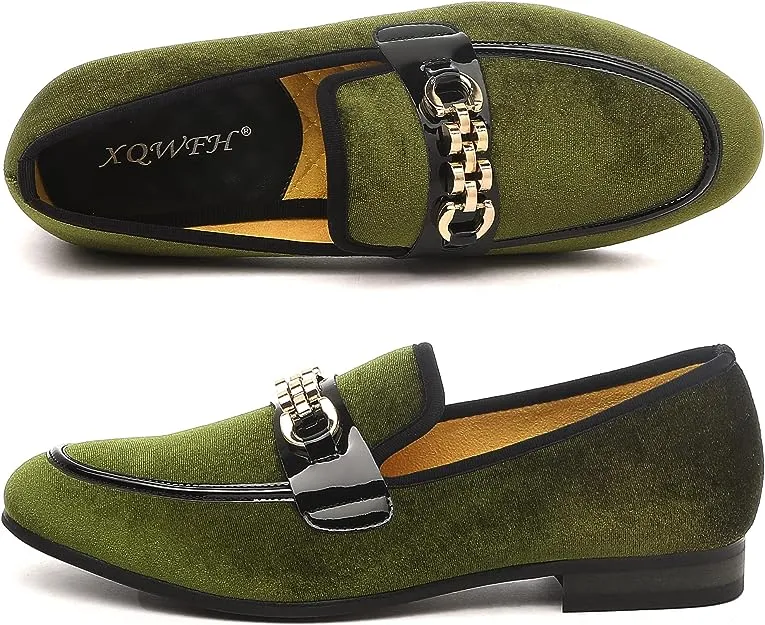 Men's Formal Black Sparkle Velvet Fashionable Dress Loafer Shoes