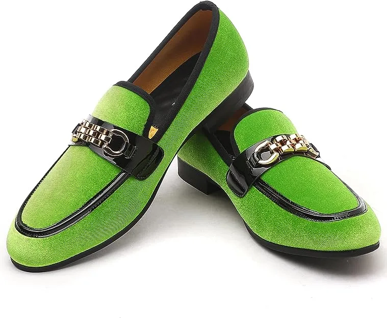 Men's Formal Black Sparkle Velvet Fashionable Dress Loafer Shoes