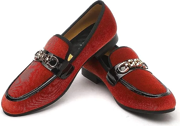 Men's Formal Black Sparkle Velvet Fashionable Dress Loafer Shoes