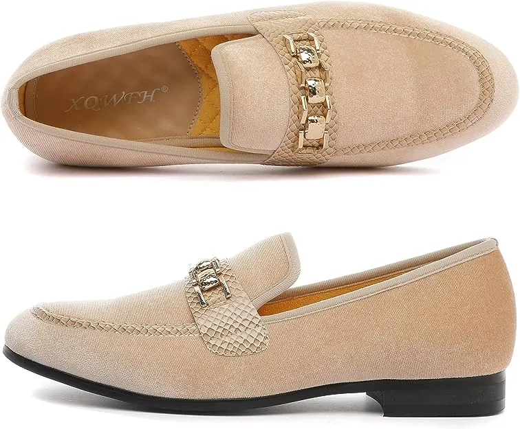 Men's Formal Grey Velvet Fashionable Dress Loafer Shoes