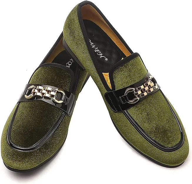 Men's Formal Grey Velvet Fashionable Dress Loafer Shoes