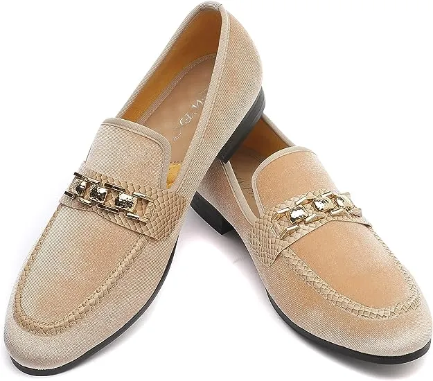 Men's Formal Grey Velvet Fashionable Dress Loafer Shoes