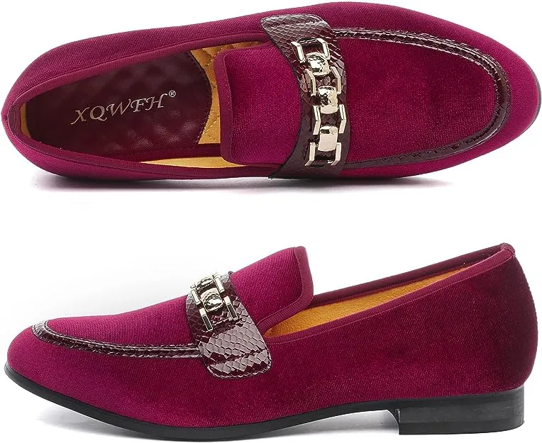Men's Formal Grey Velvet Fashionable Dress Loafer Shoes