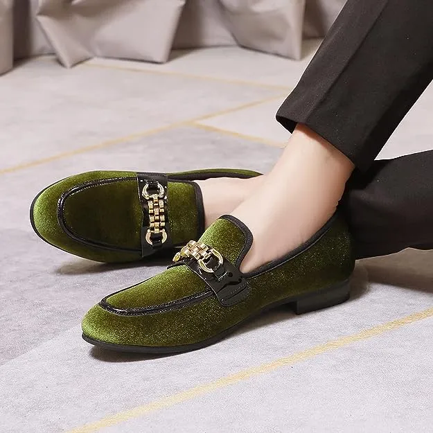 Men's Formal Red/Black Velvet Fashionable Dress Loafer Shoes