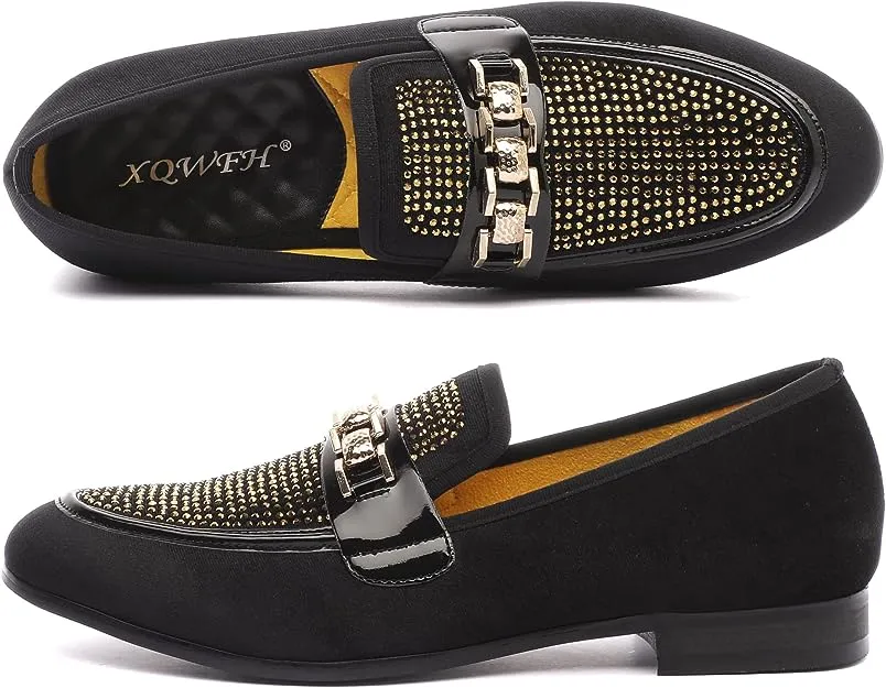 Men's Formal Red/Black Velvet Fashionable Dress Loafer Shoes