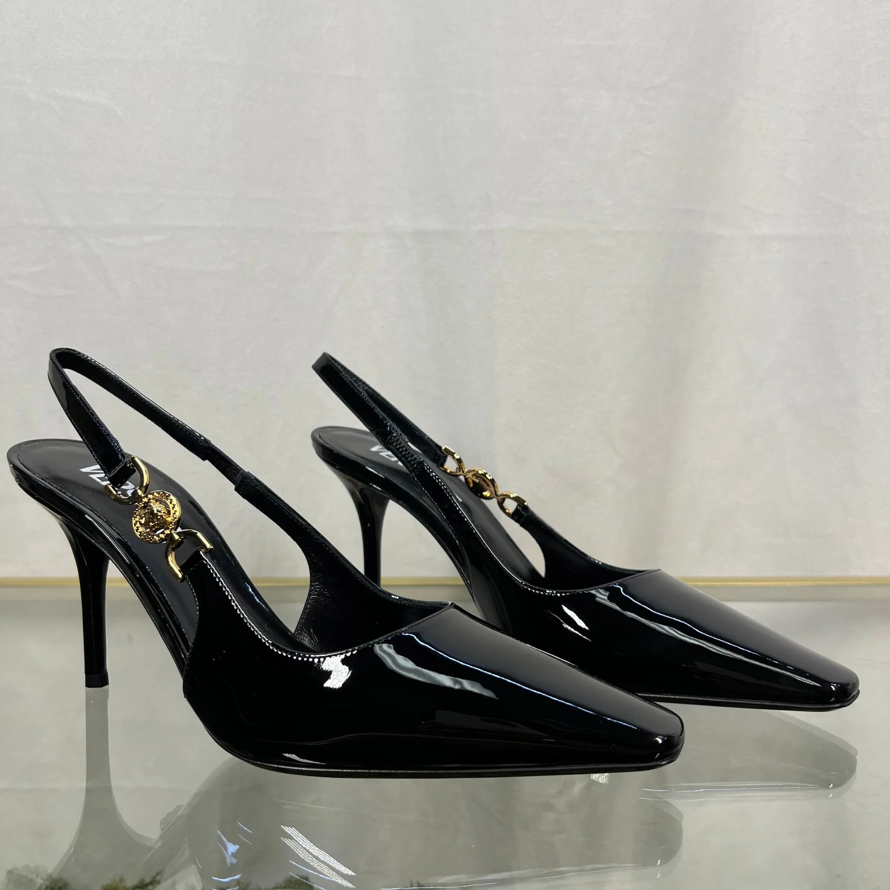 VERSACE 95' SlingBack Pumps 85mm Black SZ36