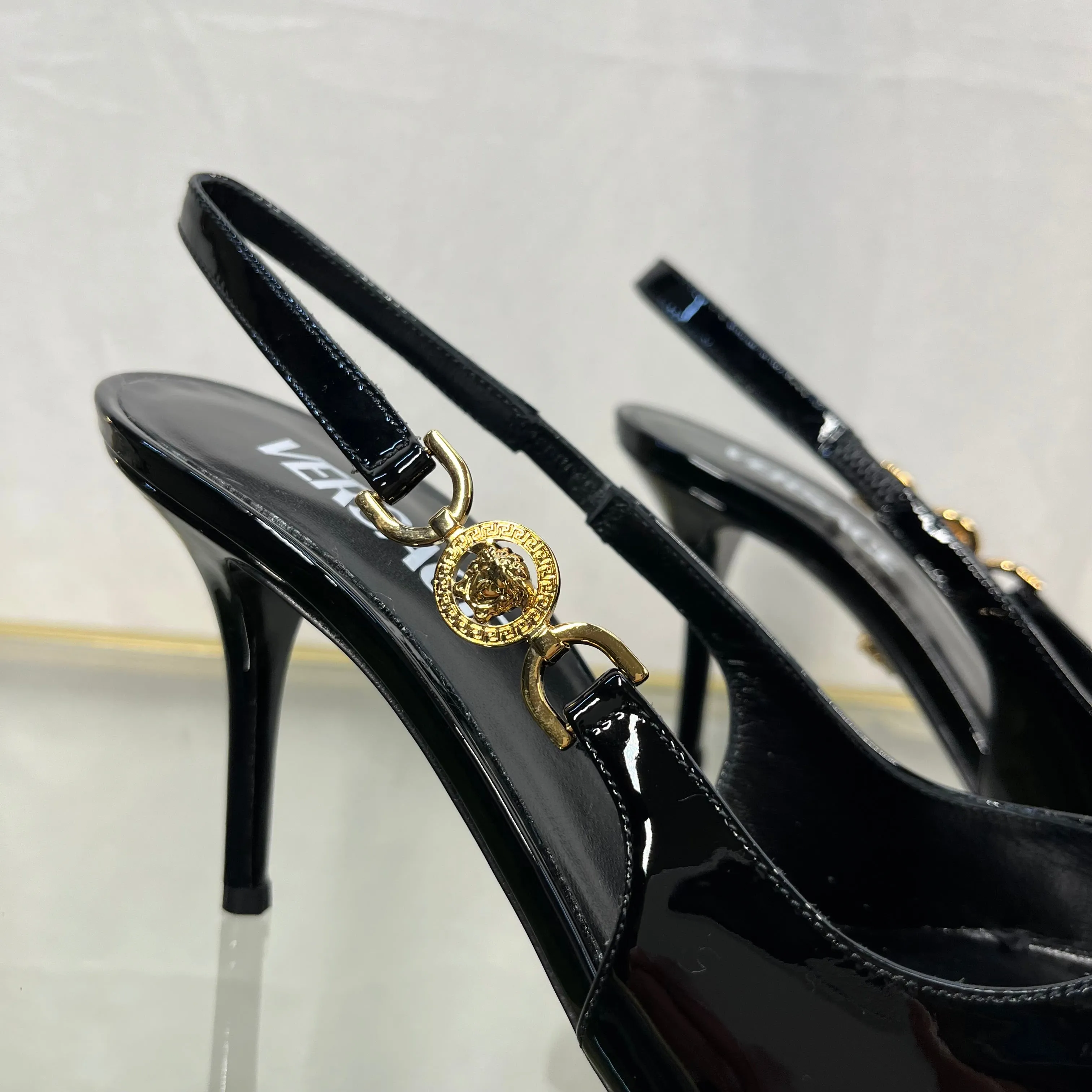 VERSACE 95' SlingBack Pumps 85mm Black SZ36