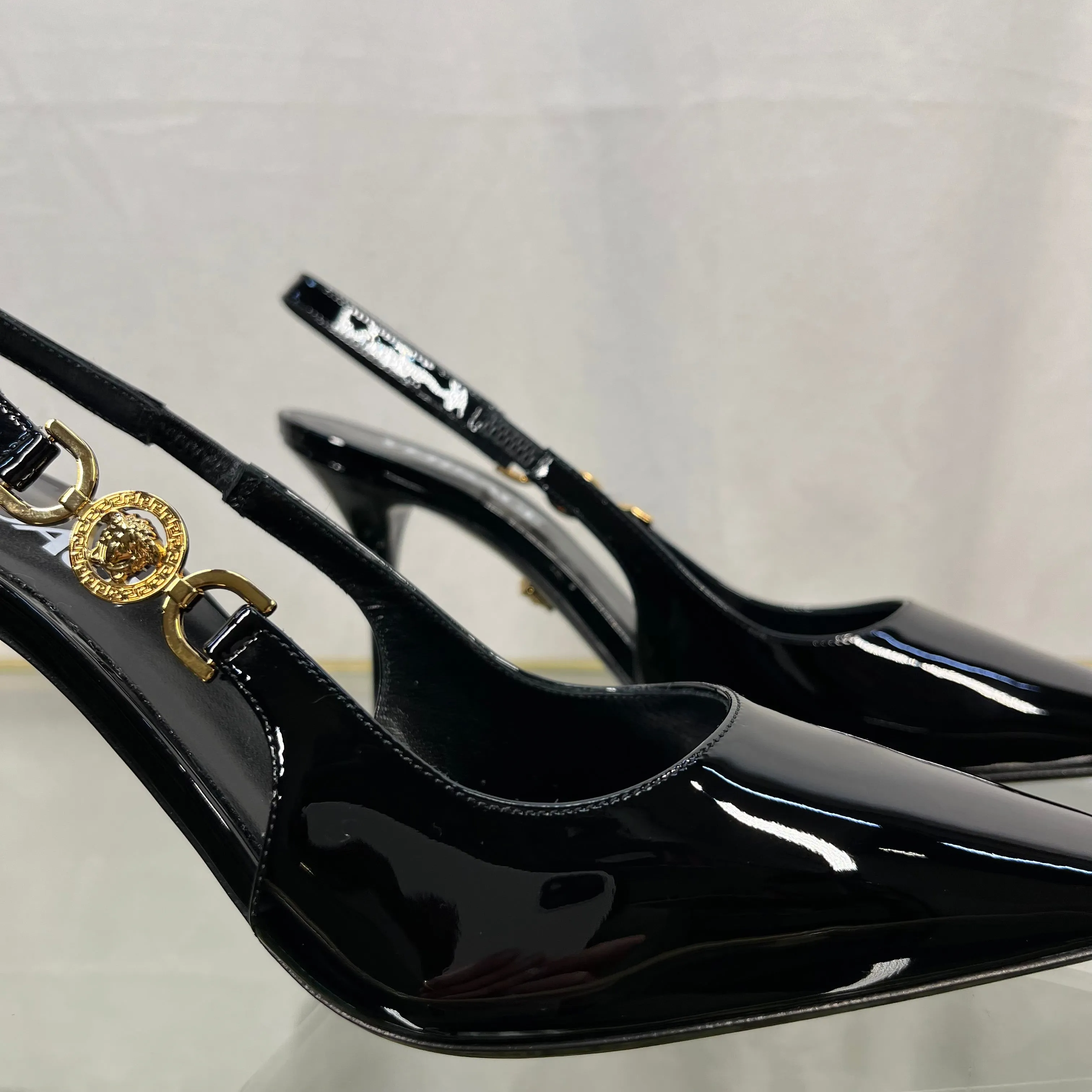 VERSACE 95' SlingBack Pumps 85mm Black SZ36