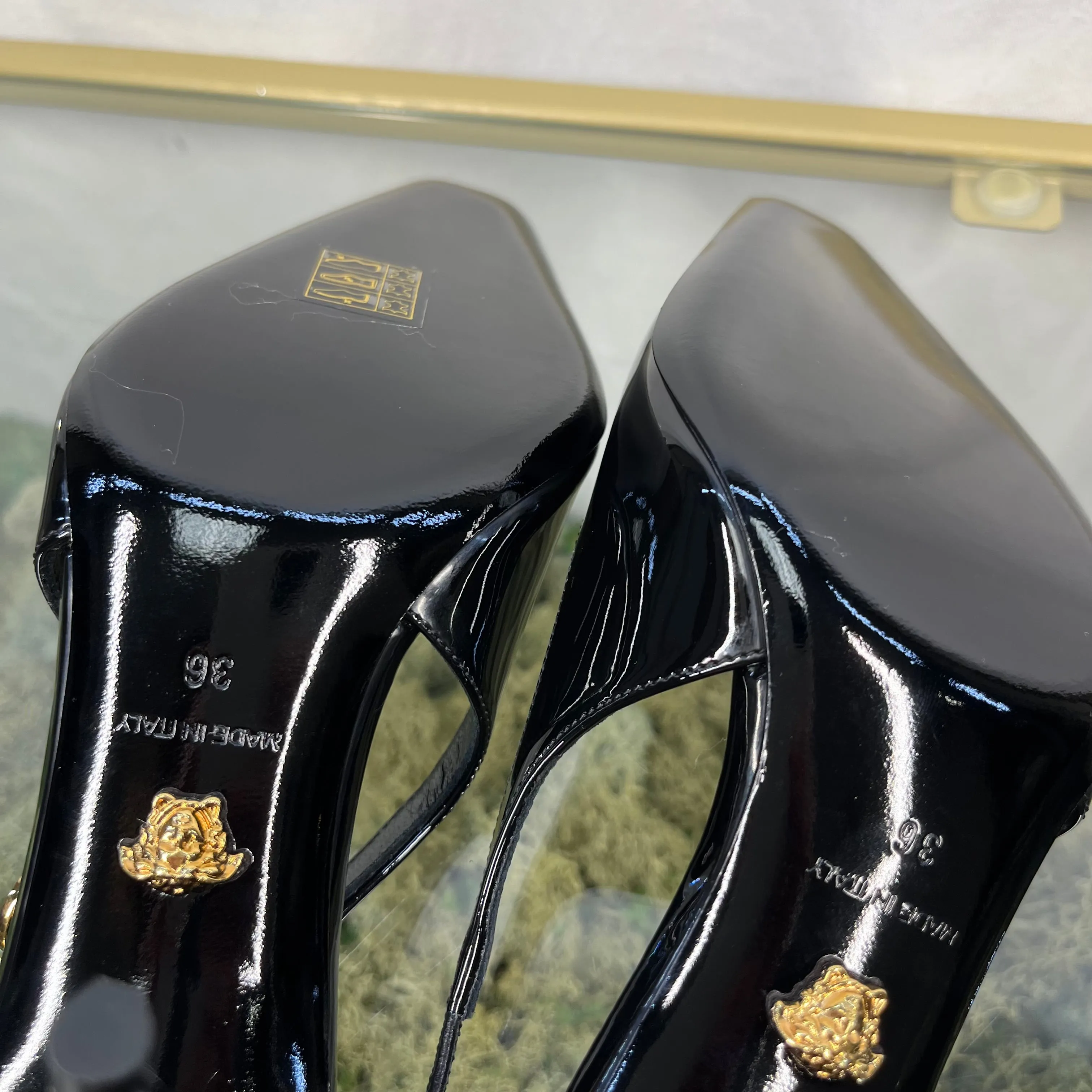 VERSACE 95' SlingBack Pumps 85mm Black SZ36
