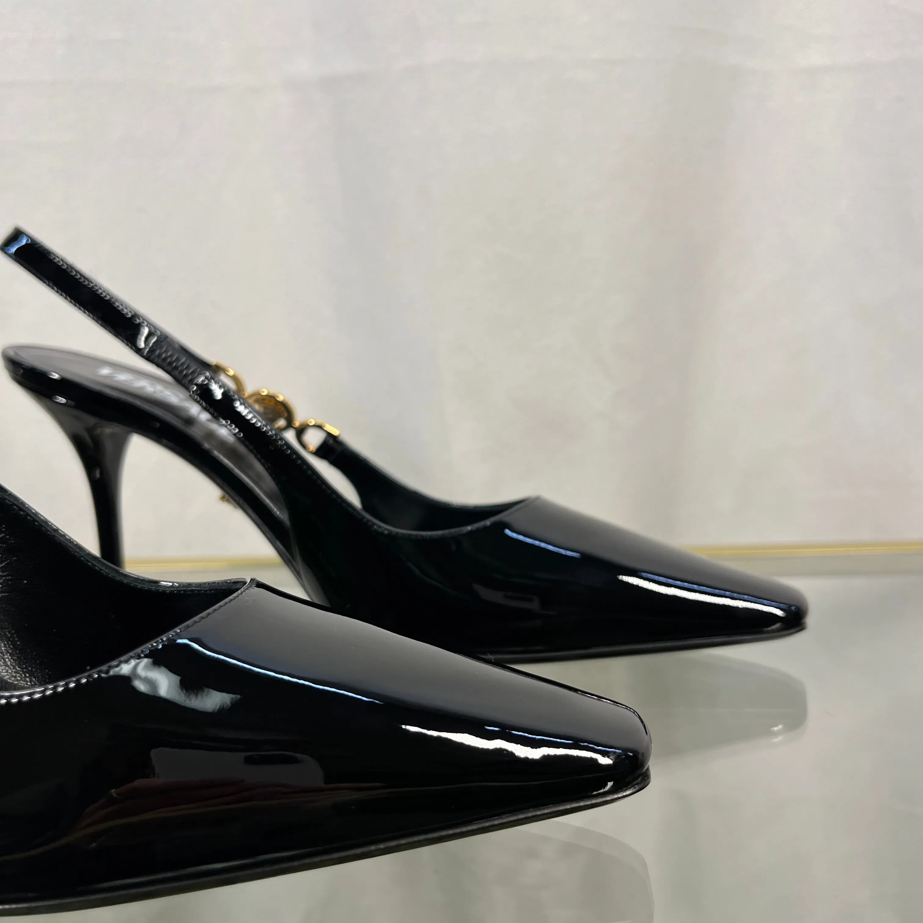 VERSACE 95' SlingBack Pumps 85mm Black SZ36