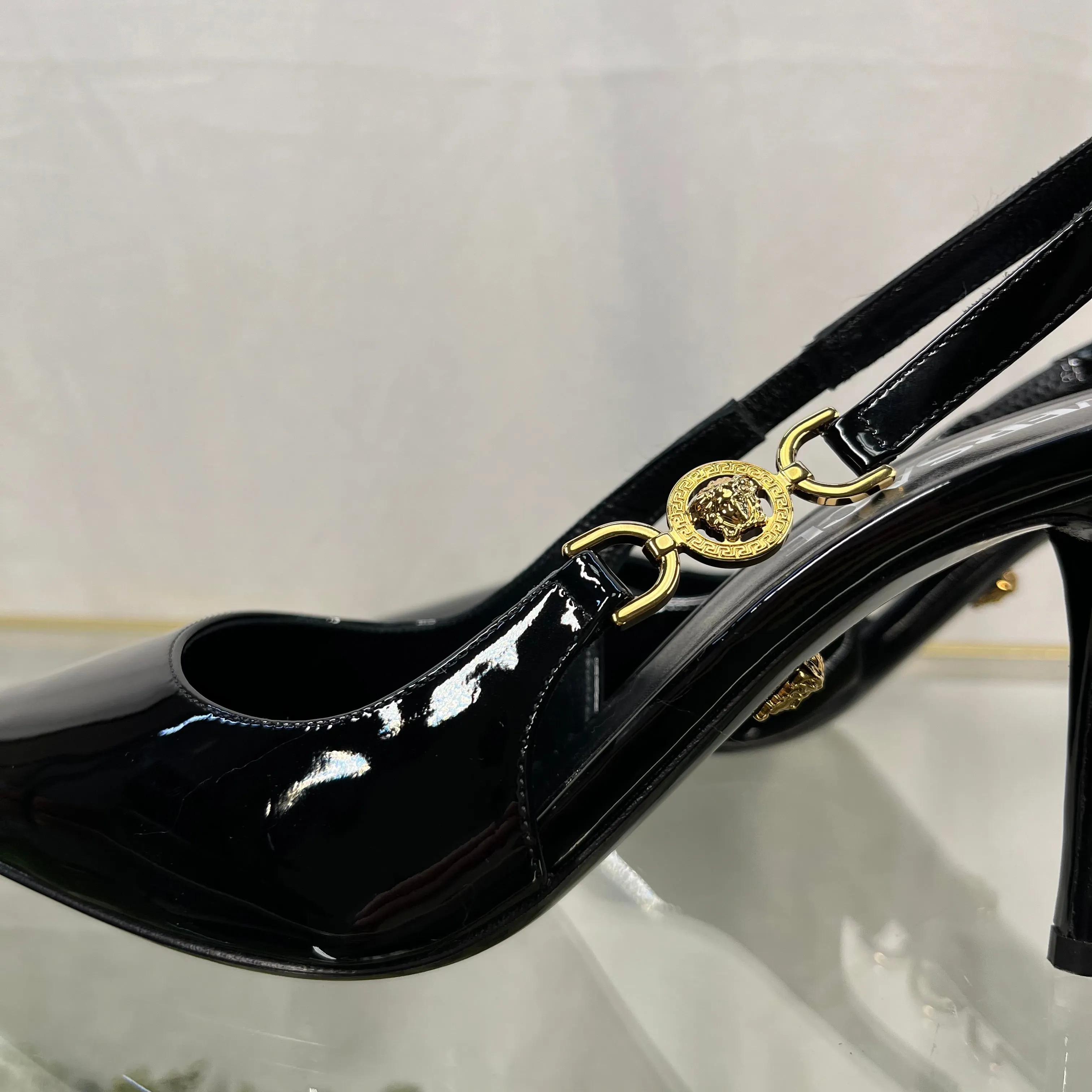 VERSACE 95' SlingBack Pumps 85mm Black SZ36