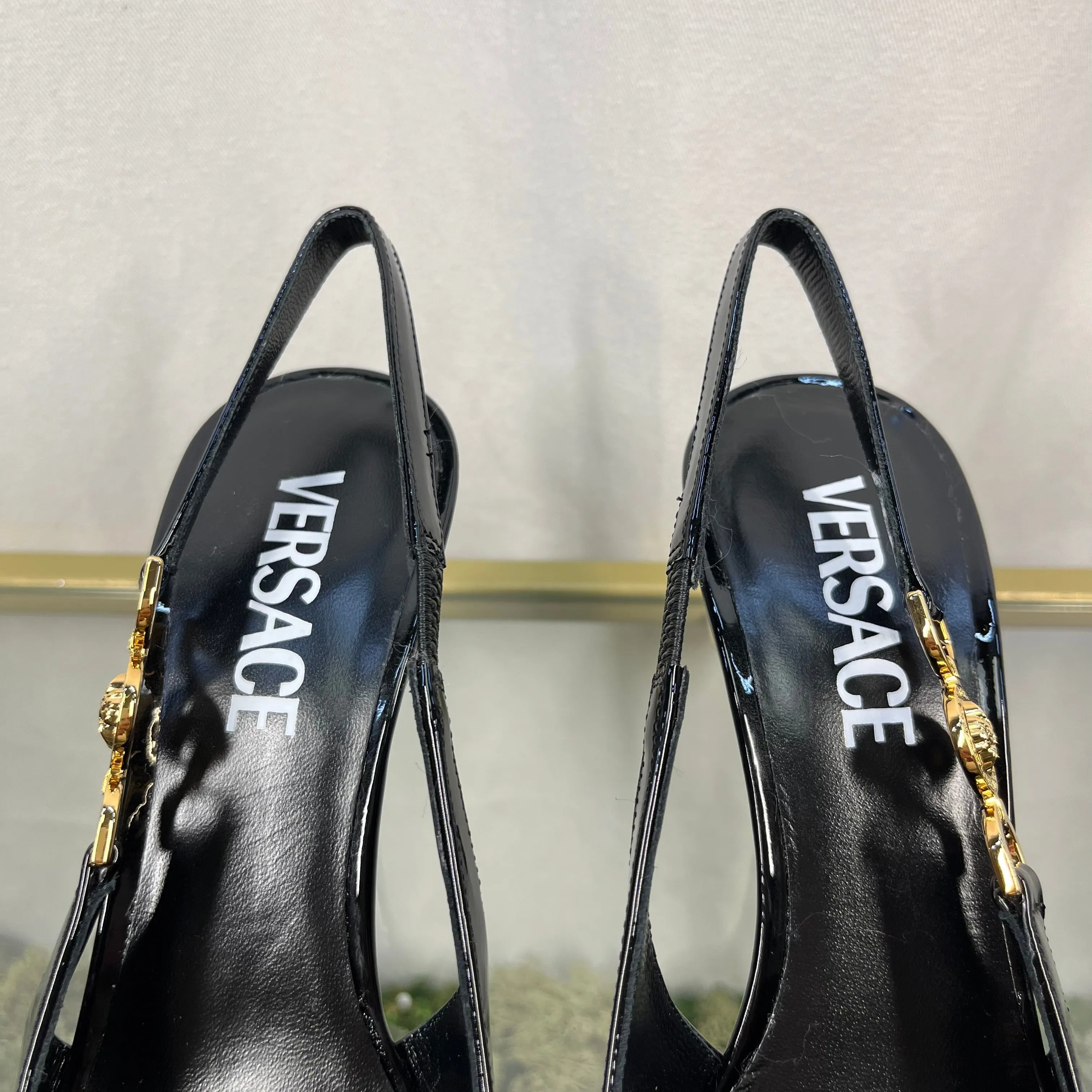 VERSACE 95' SlingBack Pumps 85mm Black SZ36